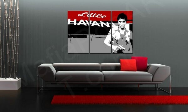 Ručne maľovaný POP Art obraz Scarface - AL PACINO 3 dielny al39