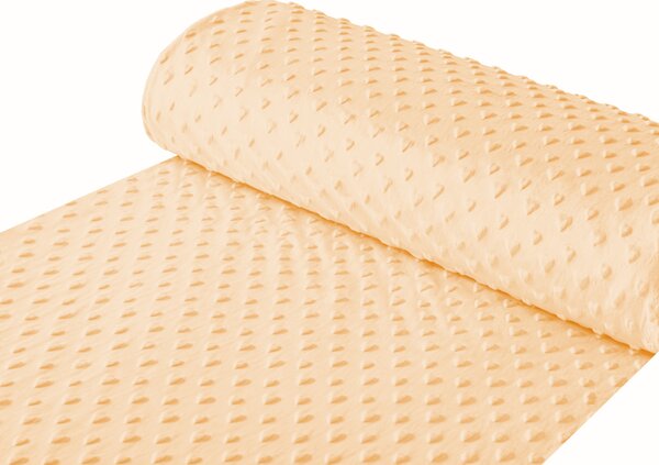 Detská látka Minky 3D srdiečka MKS-007 Svetlo marhuľová - šírka 150 cm