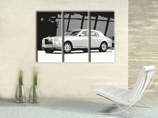 Ručne maľovaný POP Art obraz BENTLEY 3 dielny bent