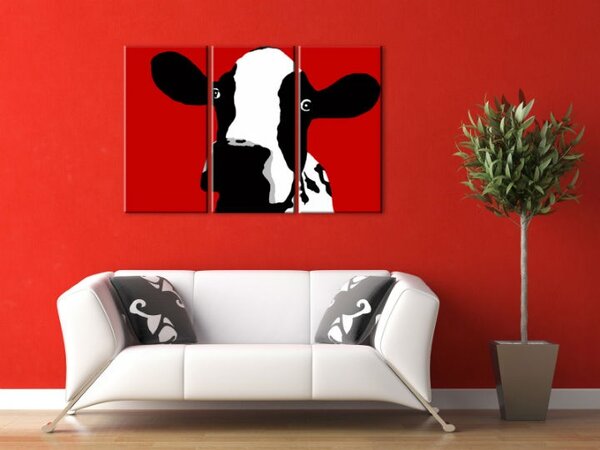 Ručne maľovaný POP Art obraz Cow 3 dielny cow