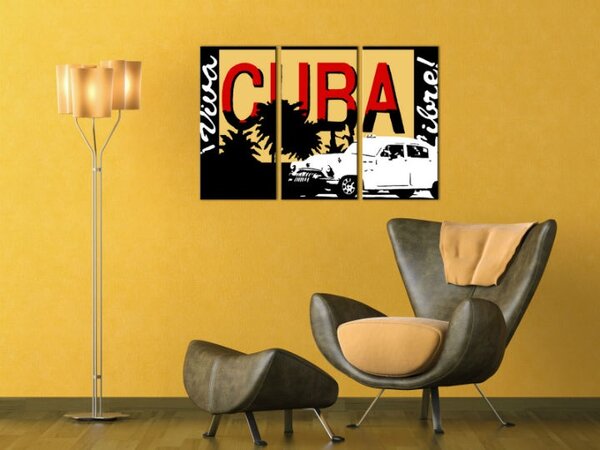 Ručne maľovaný POP Art obraz Cuba 3 dielny cuba