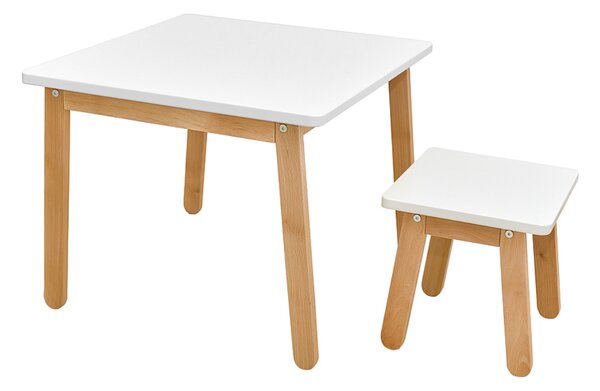 - SET - Stolík + stolička WOODY - krémová biela