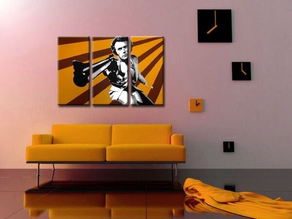 Ručne maľovaný POP Art obraz Clint Eastwood 3 dielny ce