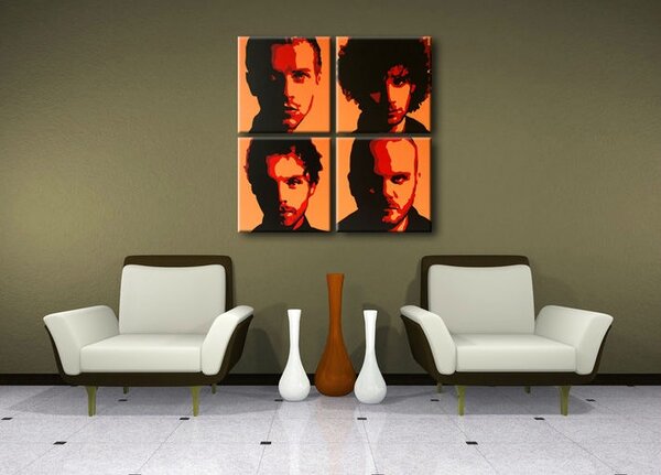 Ručne maľovaný POP Art obraz Coldplay 4 dielny cp2