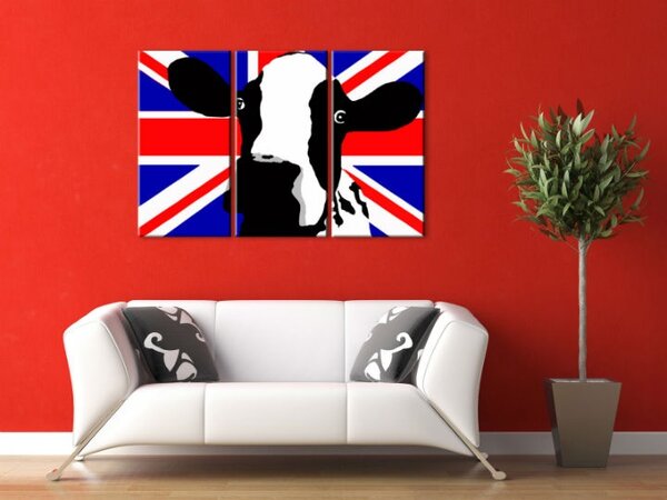 Ručne maľovaný POP Art obraz Cow 3 dielny cow2