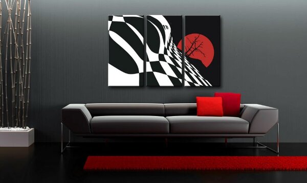 Ručne maľovaný POP Art obraz Abstract Chessboard 3 dielny fl