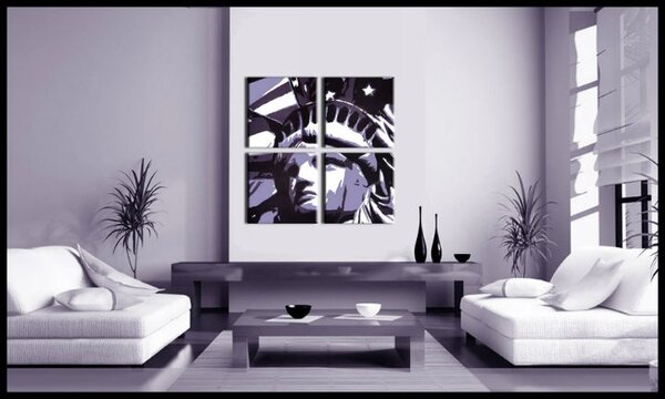 Ručne maľovaný POP Art obraz Socha Slobody - 60x60 cm