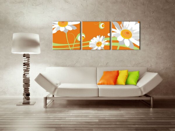 Ručne maľovaný POP Art obraz Flower - 120x40 cm