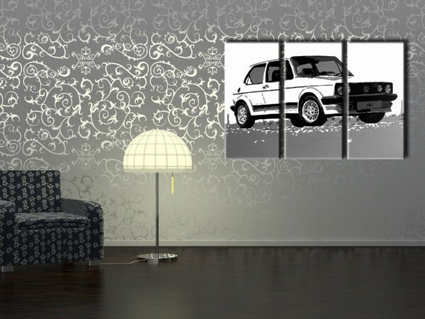 Ručne maľovaný Pop Art obraz Volkswagen Golf Mk1 | triptych - 60x40 cm