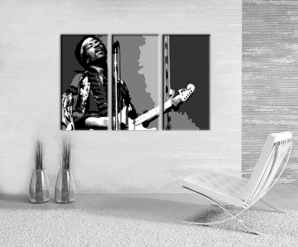 Ručne maľovaný POP Art obraz Jimmy Hendrix 3 dielny jh