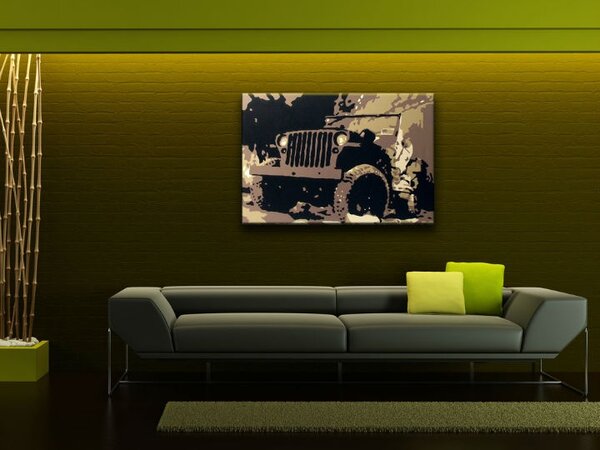 Ručne maľovaný POP Art obraz JEEP - 60x40 cm