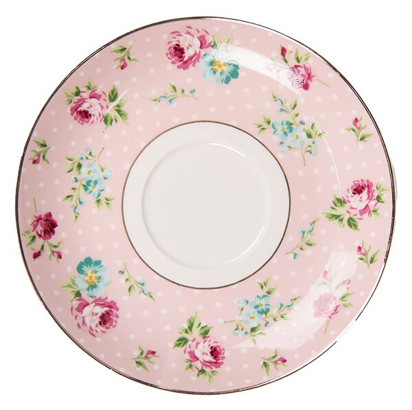 Ružová porcelánová šálka s tanierikom Laverne - Ø 15*8 / 250 ml - Clayre & Eef