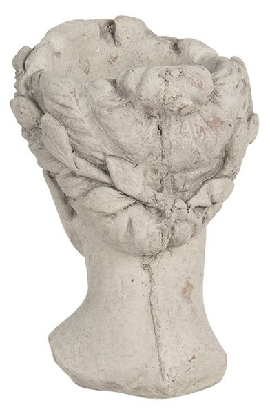 Šedý betónový kvetináč hlava ženy - 18 * 17,5 * 25,5 cm - Clayre & Eef