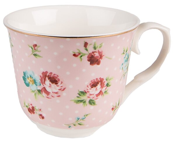 Ružová porcelánová šálka s tanierikom Laverne - Ø 15*8 / 250 ml - Clayre & Eef