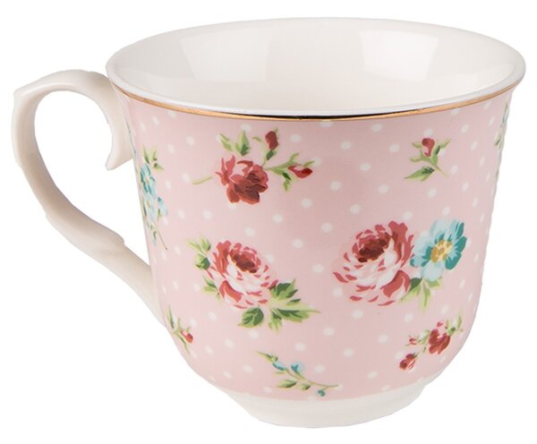 Ružová porcelánová šálka s tanierikom Laverne - Ø 15*8 / 250 ml - Clayre & Eef
