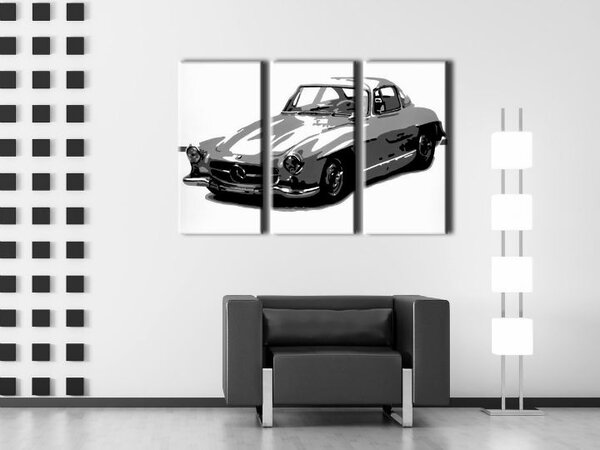 Ručne maľovaný POP Art obraz MERCEDES SL300 3 dielny mer