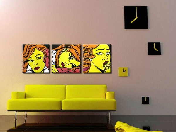 Ručne maľovaný POP Art obraz LICHTENSTEIN 3 dielny li7