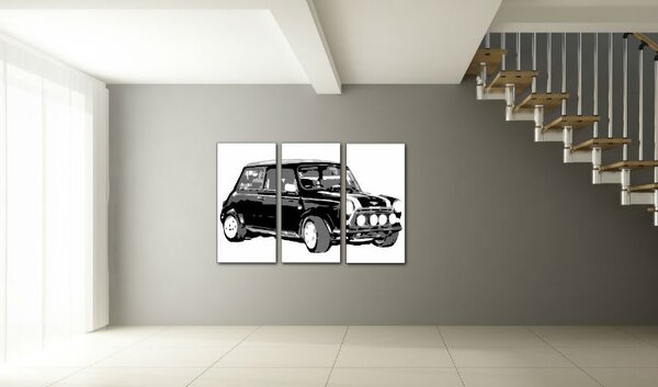 Ručne maľovaný POP Art obraz MINI COOPER 3 dielny mini