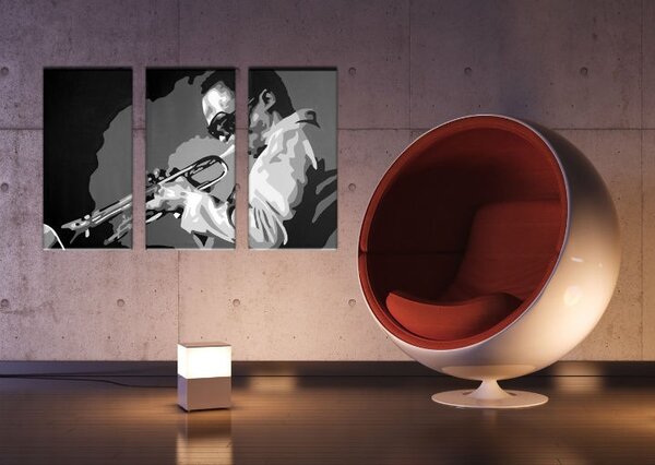 Ručne maľovaný POP Art obraz Miles Davis 3 dielny md