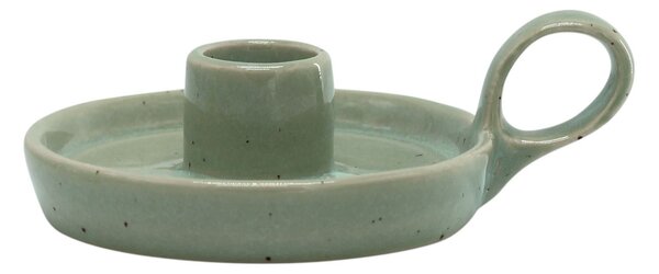 Zelený keramický svietnik s očkom Massy - Ø 10*4 cm - Chic Antique