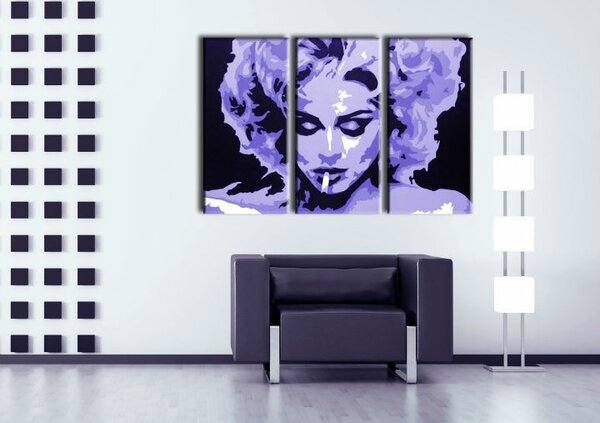 Ručne maľovaný POP Art obraz MADONNA 3 dielny 0002 ma