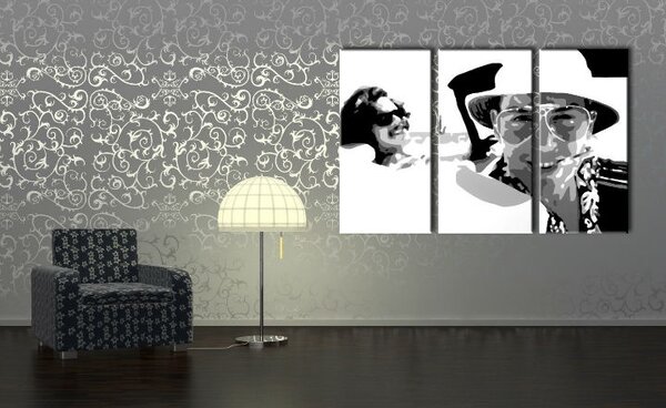 Ručne maľovaný POP Art obraz Fear and Loathing in Las Vegas 3 dielny lv