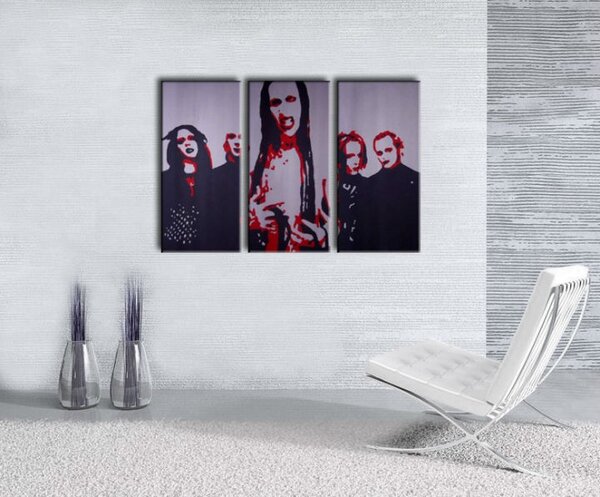 Ručne maľovaný POP Art obraz Marilyn Manson 3 dielny mm