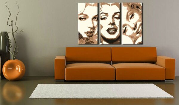 Ručne maľovaný POP Art obraz Marilyn MONROE 3 dielny mon1