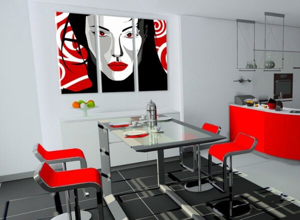 Ručne maľovaný POP Art obraz Nice WOMAN 3 dielny nwoman