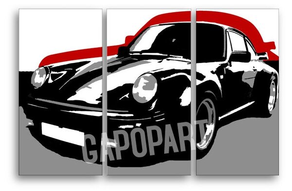 Ručne maľovaný POP Art obraz PORSCHE 911 3 dielny por5