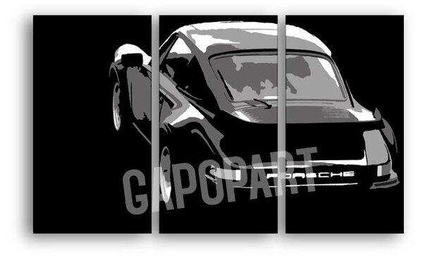 Ručne maľovaný POP Art obraz PORSCHE 911 3 dielny por4