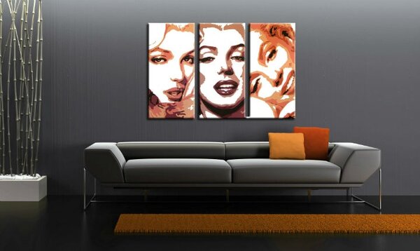 Ručne maľovaný POP Art obraz Marilyn Monroe 3 dielny mon2