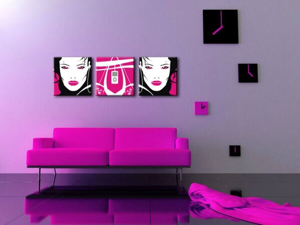 Ručne maľovaný POP Art obraz I-GIRL - 120x40 cm