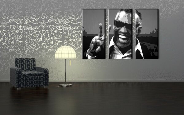 Ručne maľovaný POP Art obraz Ray Charles 3 dielny rc