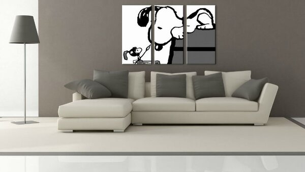 Ručne maľovaný POP Art obraz SNOOPY 3 dielny snoopy3