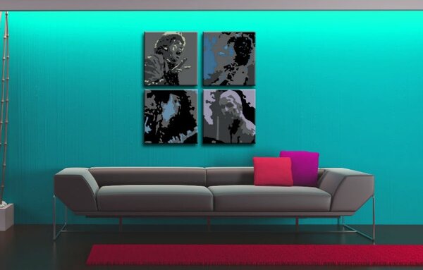 Ručne maľovaný POP Art obraz Rolling Stones 4 dielny rs
