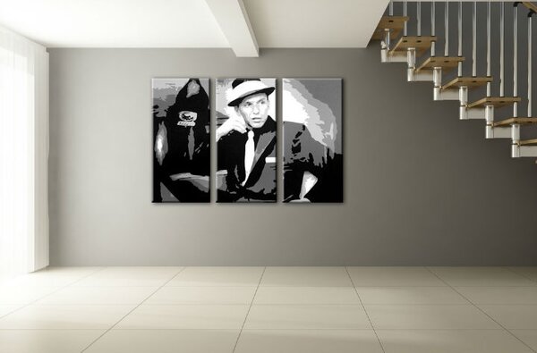 Ručne maľovaný POP Art obraz Frank Sinatra 3 dielny sin