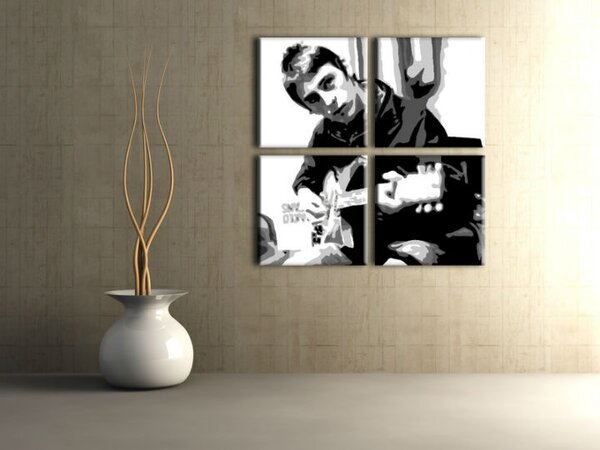 Ručne maľovaný POP Art obraz Paul Weller 4 dielny pwl