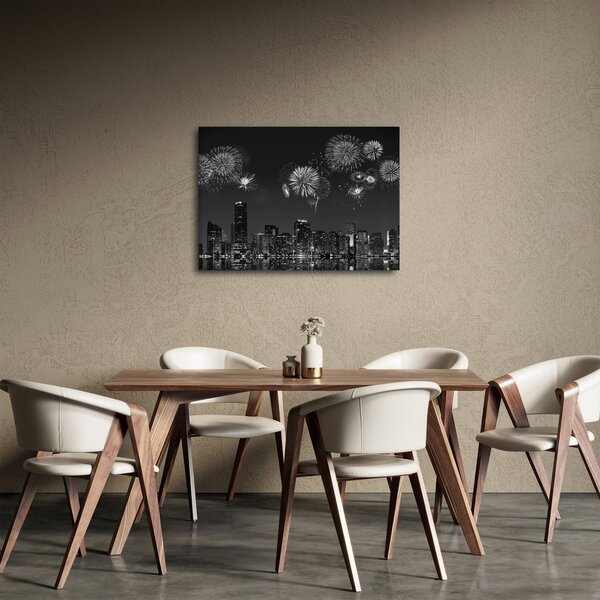 Obraz - Ohňostroj v Miami, čiernobiela (70x50 cm)