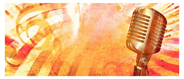 Obraz - Retro mikrofón (120x50 cm)