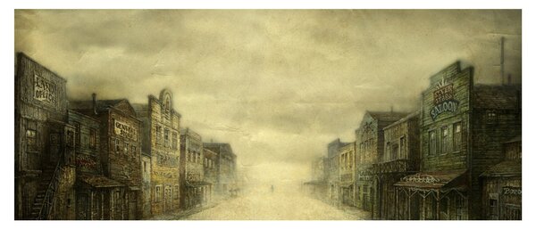 Obraz westernového mestečka (120x50 cm)