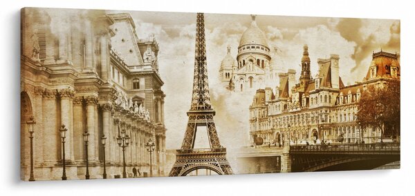 Obraz - Parížske pamiatky (120x50 cm)