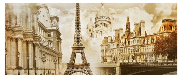 Obraz - Parížske pamiatky (120x50 cm)