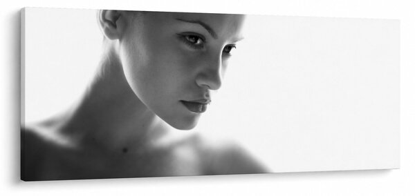 Obraz - Čiernobiely portrét ženy (120x50 cm)