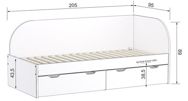 Elitte jednolôžková posteľ Gary pravá 90x200 cm