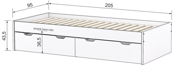 Elitte posteľ s dvoma zásuvkami Misty 90x200 cm buk