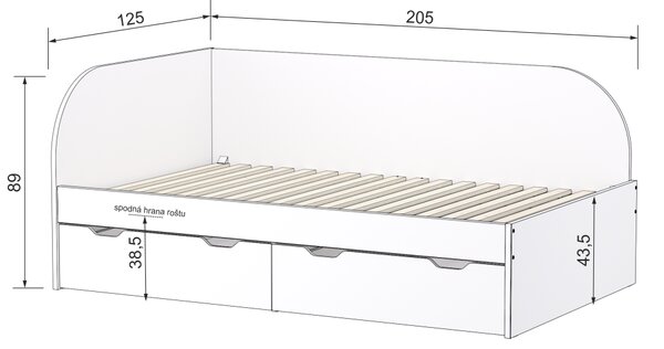 Ellite posteľ Gary ľavá 120x200 cm Navara