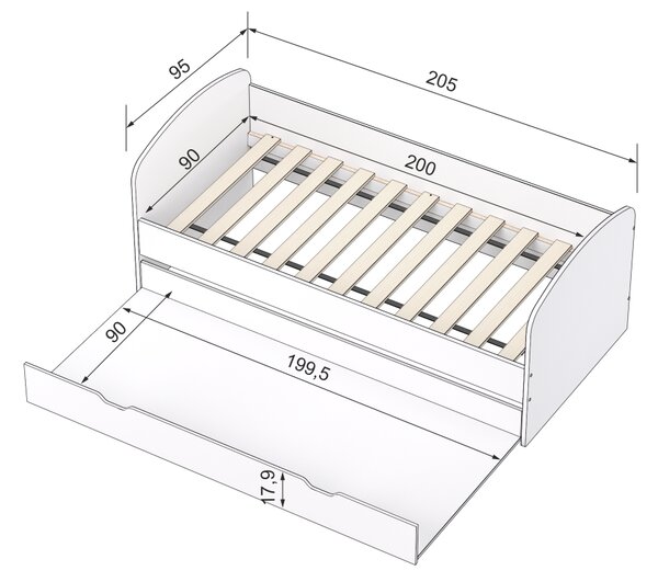 Elitte dvojlôžková posteľ Abra 90x200 cm biela