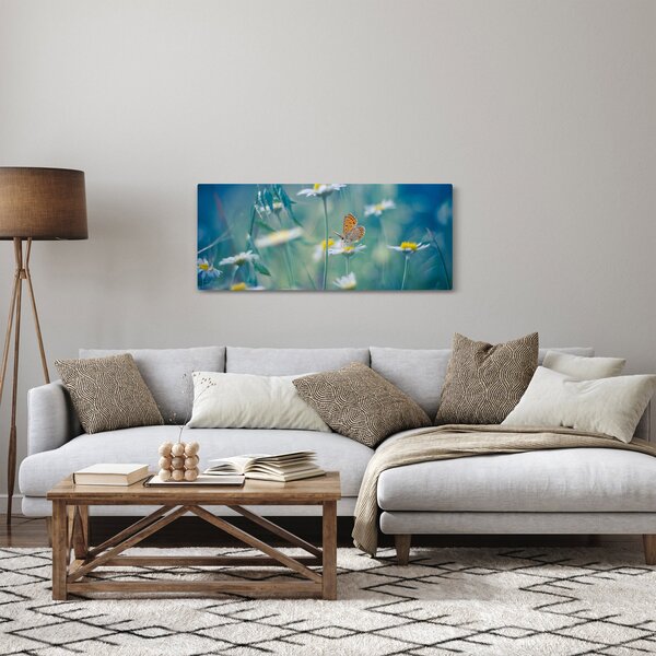 Obraz - Motýľ na sedmokráske (120x50 cm)