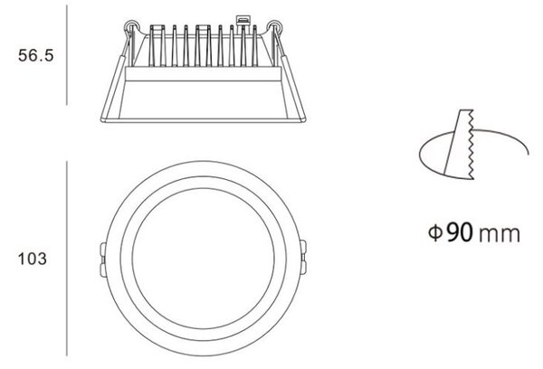 LED2 2250433 ZETA XS okrúhle zápustné bodové svietidlo 90 mm 7W/580lm 3000K čierna